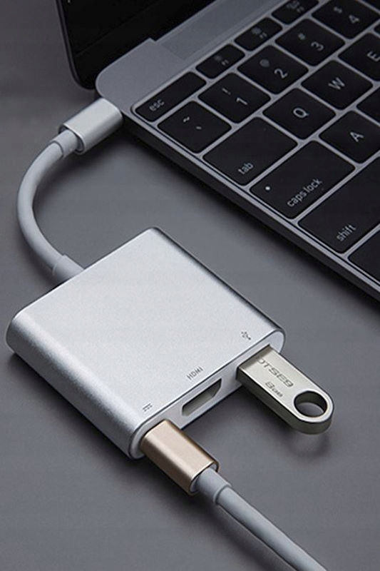 Przejściówka USB-C na HDMI dodatkowo USB 3.1 laptop smartfon iPad MacBook Marka Iso Trade