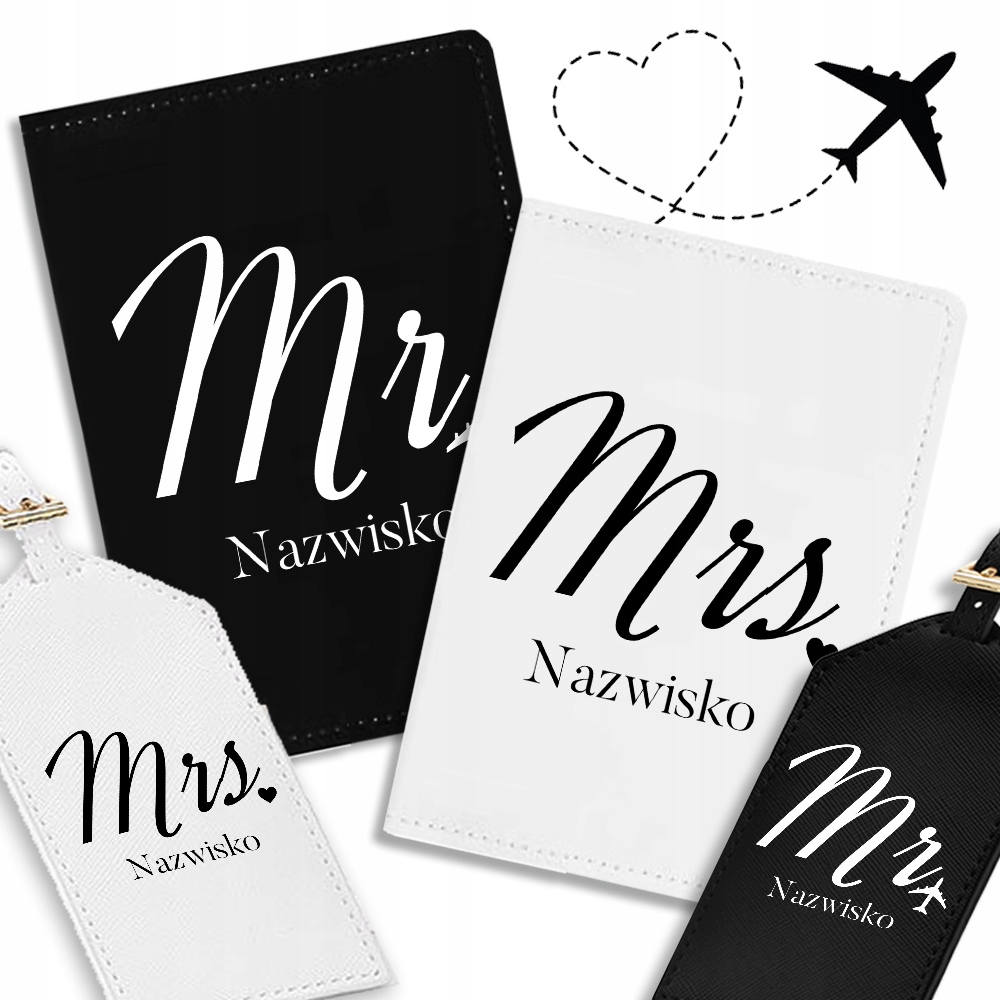 Sada Pouzdro na cestovní pas pro manželství Jméno Mrs Mr