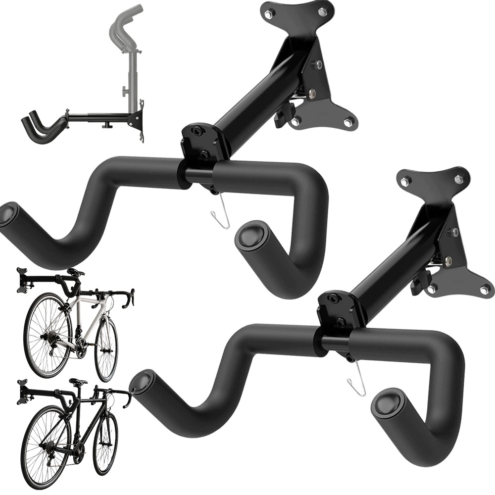 2 Uchwyty Ścienne Do Roweru Składane Regulowane Z Paskami 22 Kg