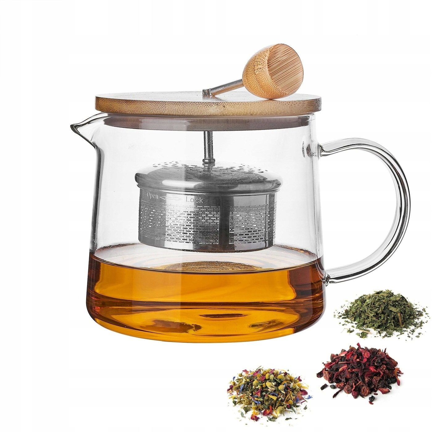 SZKLANY DZBANEK do herbaty ZAPARZACZ metalowy sitko Albedo Konighoffer