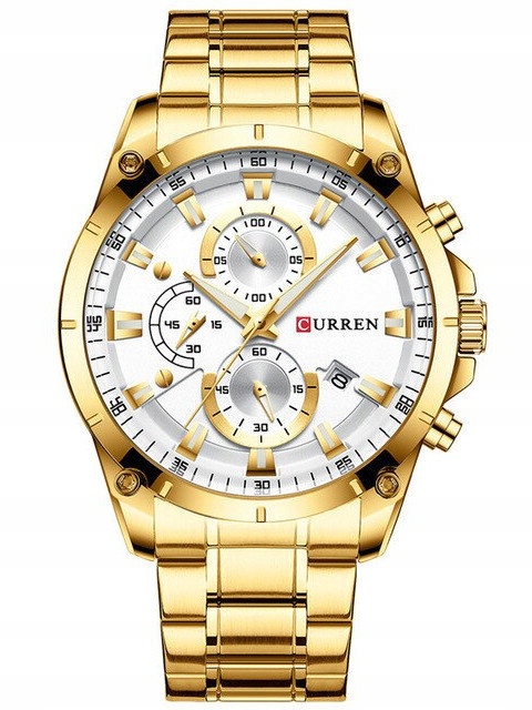 ZEGAREK MĘSKI CURREN 8360 ZŁOTY CHRONOGRAF STALOWY Marka Curren