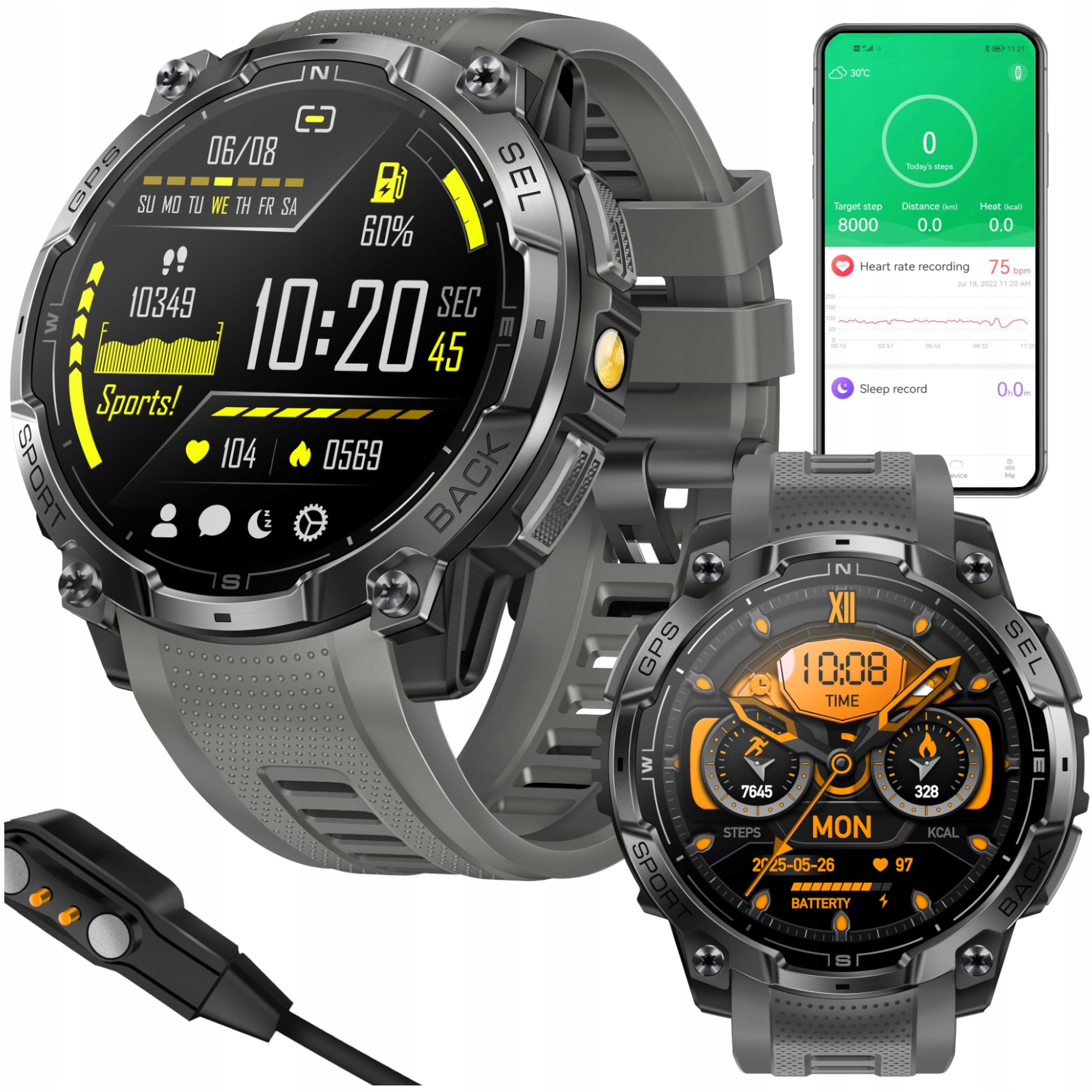 Smartwach męski zegarek sportowy funkcja Rozmowy Amoled GlacierX Monolith