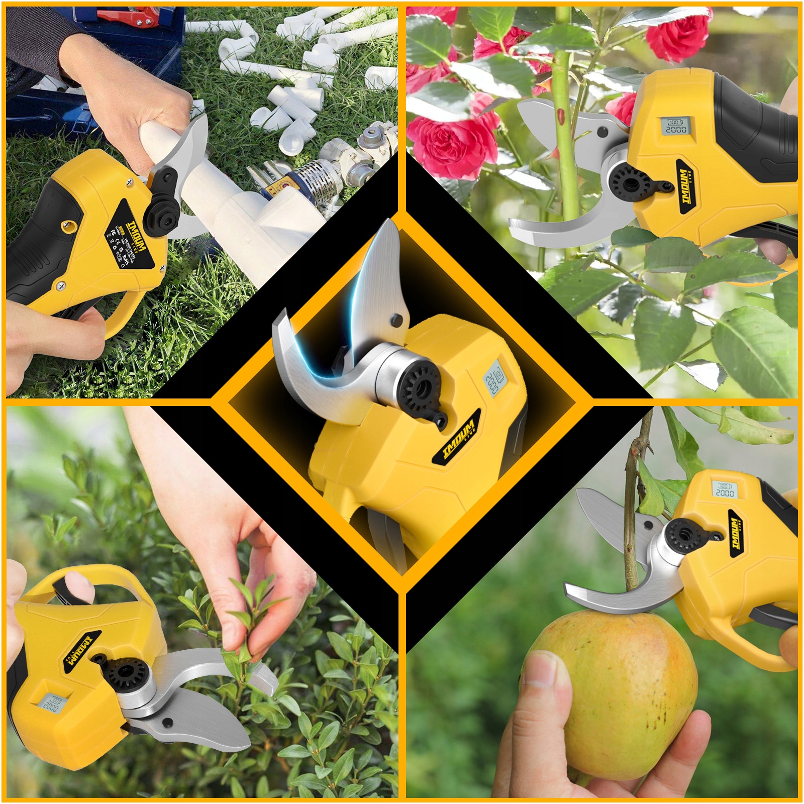 SEKATOR AKUMULATOROWY ELEKTRYCZNY NOŻYCE SEKATOR OGRODOWY WYŚWIETLACZ IMOUM Napięcie akumulatora 21 V