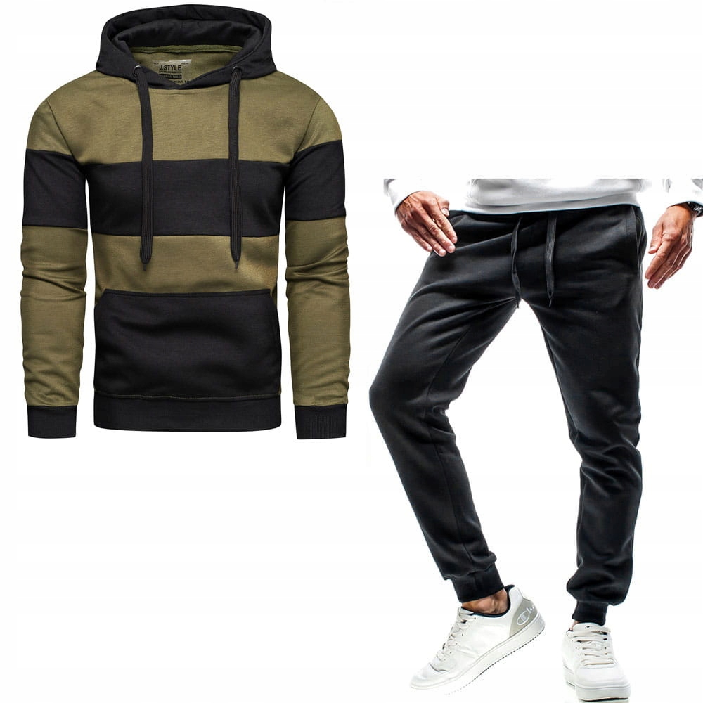 Teplákovka pánský komplet kalhot se stahovací šňůrkou a mikina s klokaní kapsou L