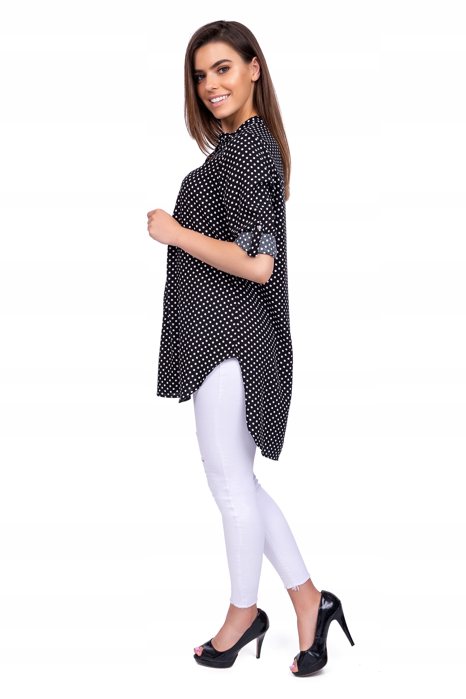 Luźna elegancka TUNIKA OVERSIZE groszki roz - 54 Rozmiar 54