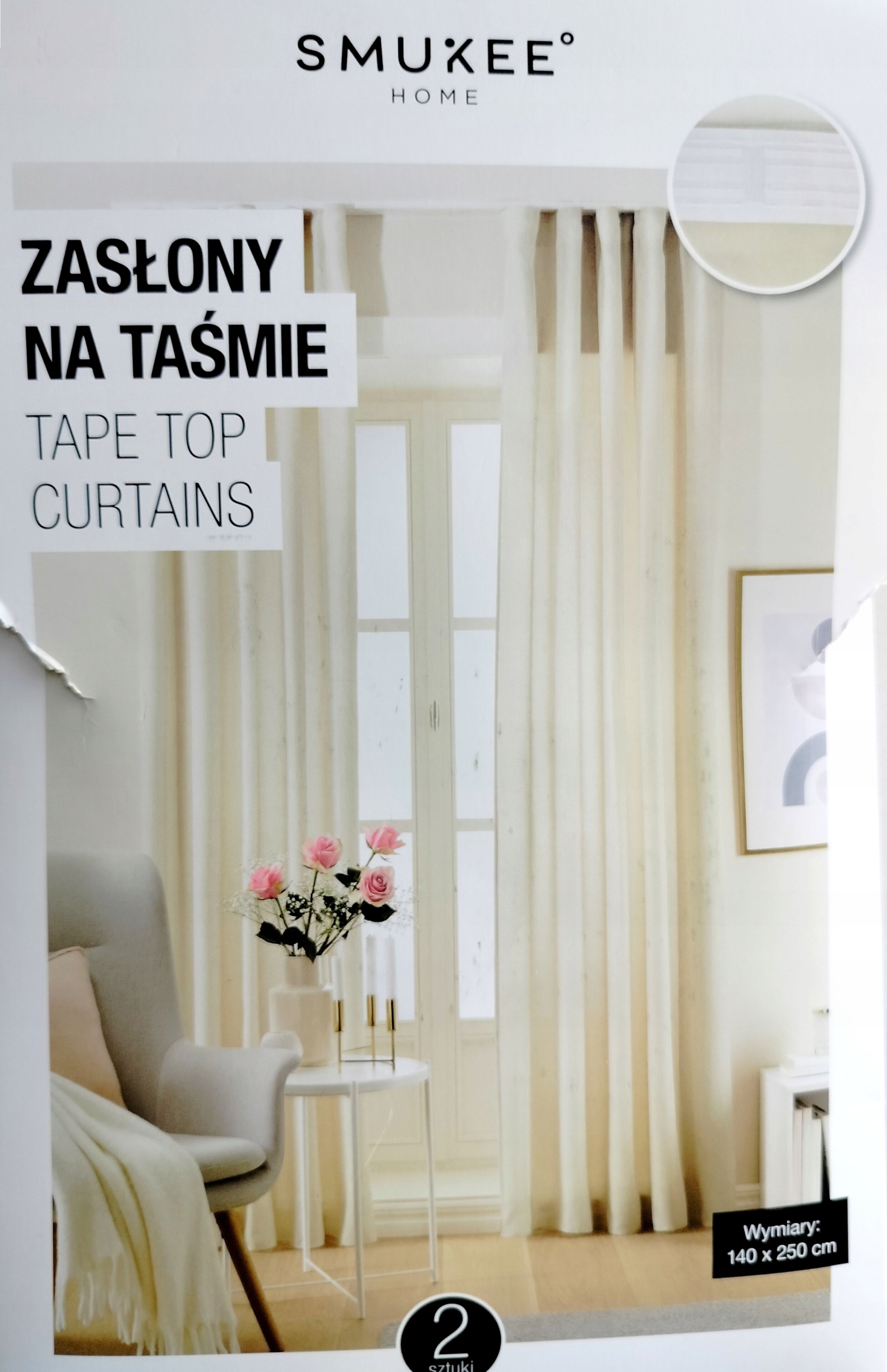 Závěsy páska 2 ks šedé 135x245 samet- model: 2