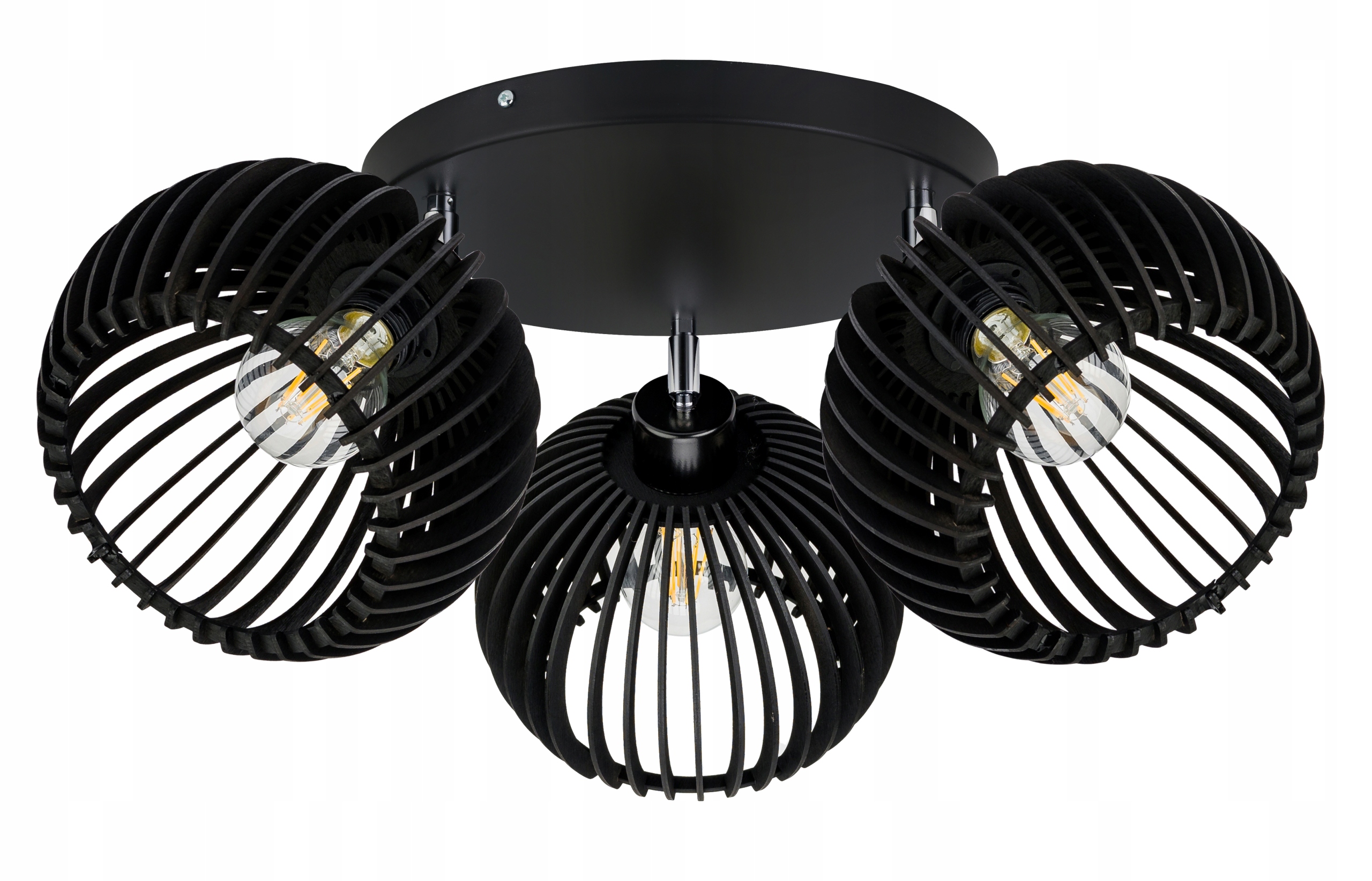 Lampa stropní svítidlo stropní pohyblivý lustr Loft stínidlo koule 36 Dřevo na 3x E27