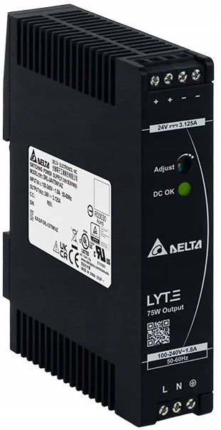 Zasilacz Napięciowy Impulsowy Na Szynę Din 75W 3,125A 24V Delta Electronics