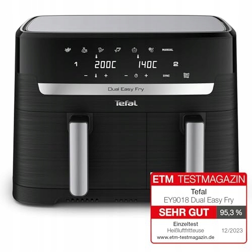 TEFAL Dual Easy Fry Beztłuszczowa 5,2L 3,1L Dwie Komory 7 Programów — miniatura 2