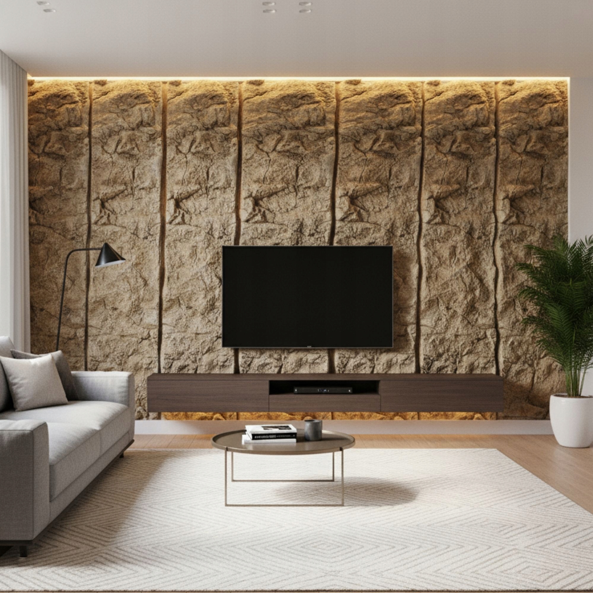 3D nástenné panely imitácia kameňa dekoratívne béžové 265x55 Pu 5ks