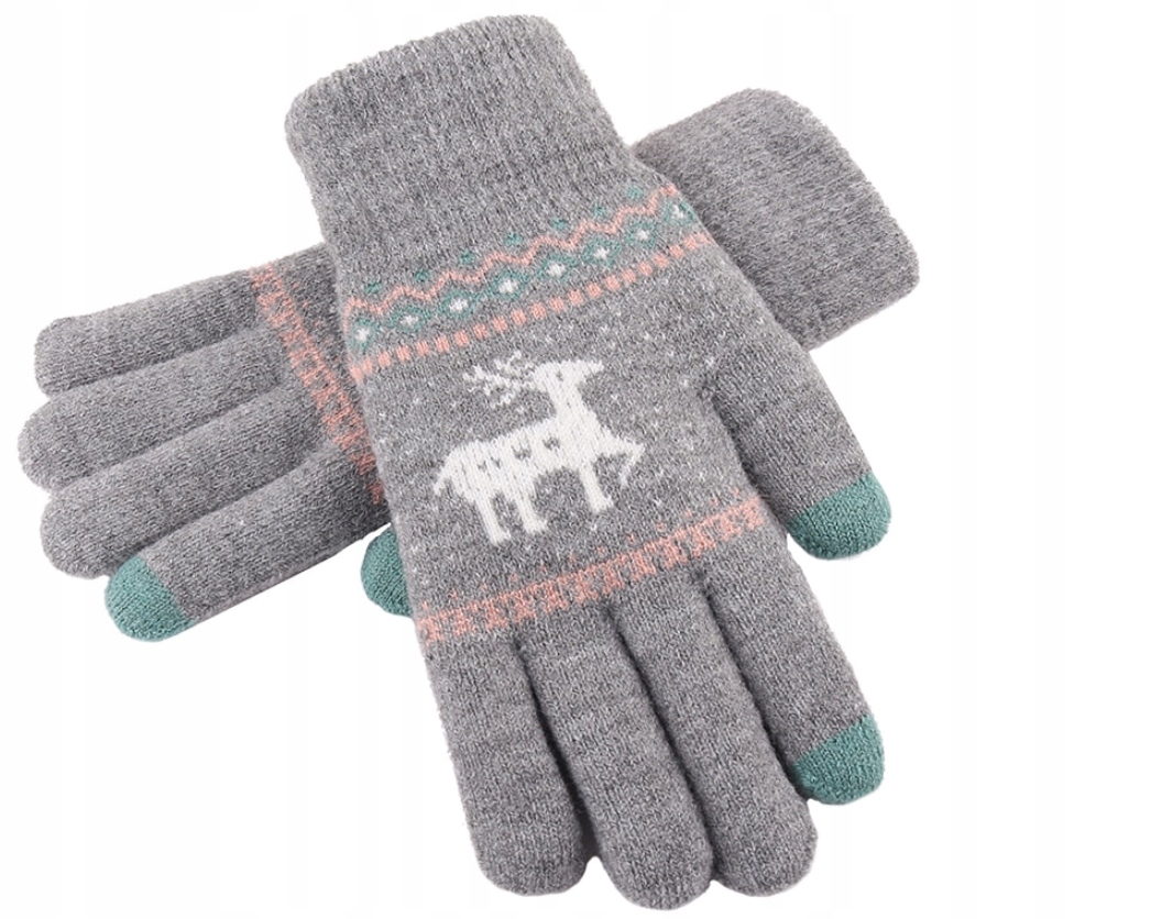 RĘKAWICZKI OCIEPLANE ZIMOWE TELEFON DOTYKOWE SZARY Rozmiar uniwersalny