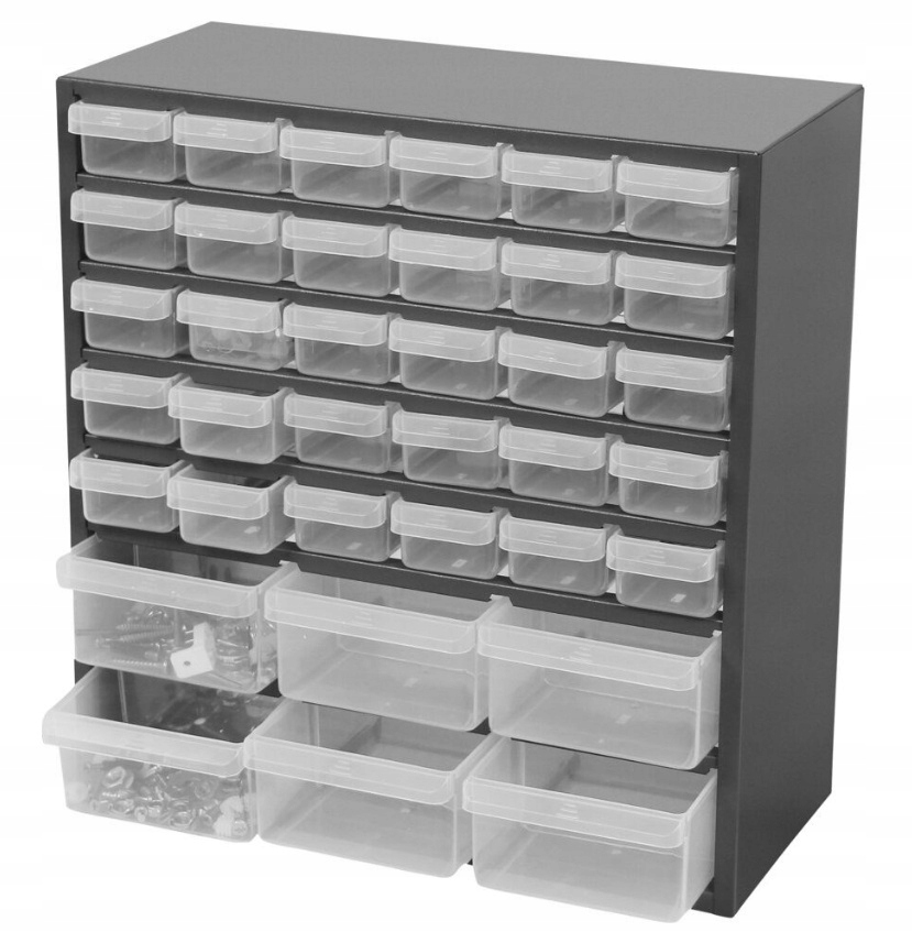 Шафа з бляшаними відділеннями 36 висувних ящиків