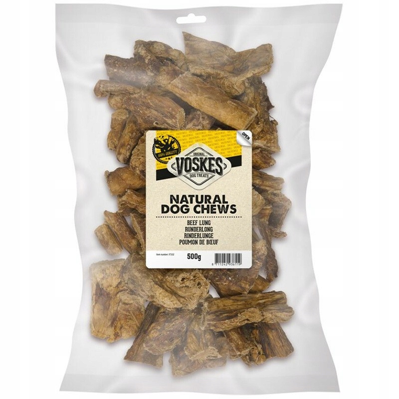 Levně Sušené Hovězí Plíce Přírodní Psí Pamlsek Trénink 500G