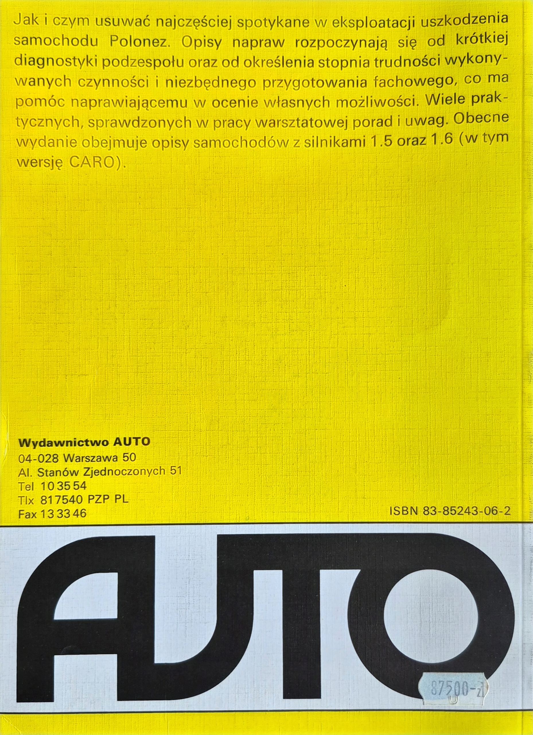 OBSŁUGA I NAPRAWA FSO POLONEZ - Sokolnicki L.