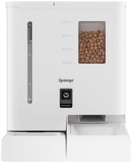 Levně Automatický dávkovač krmiva z plastu Dog Sponge bílý 5 l