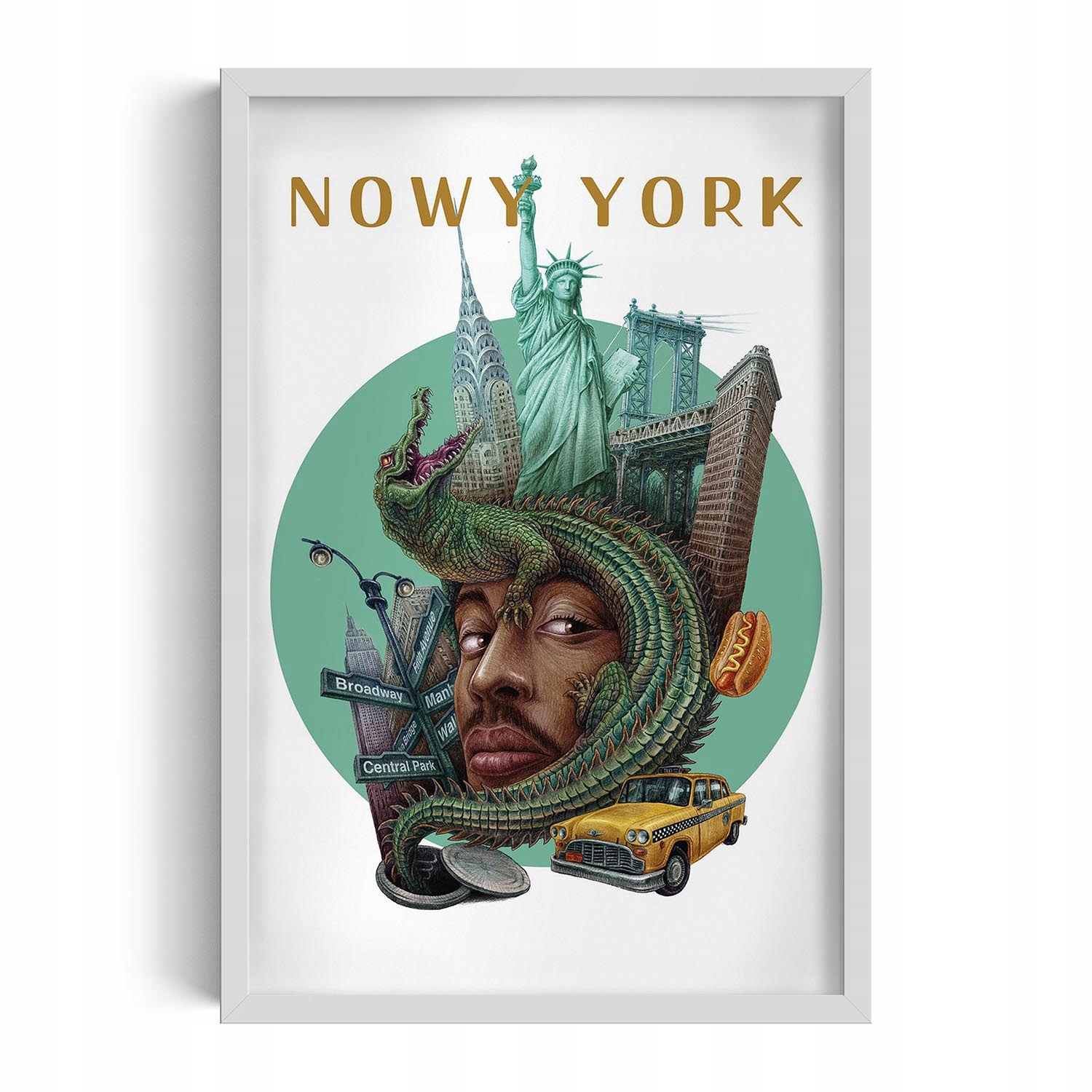 Obraz grafika v rámečku Rozměr 40x60 New York Socha svobody Brooklynský most