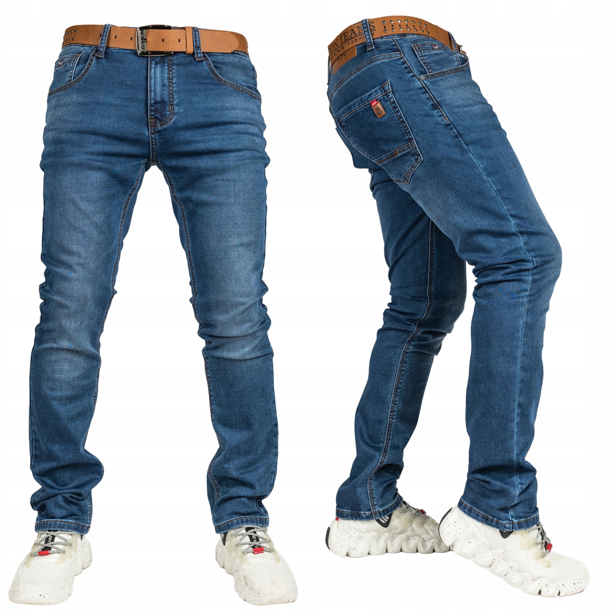 Pánské džíny Tmavě Modré Slim Mang pásek bonus vel. 38