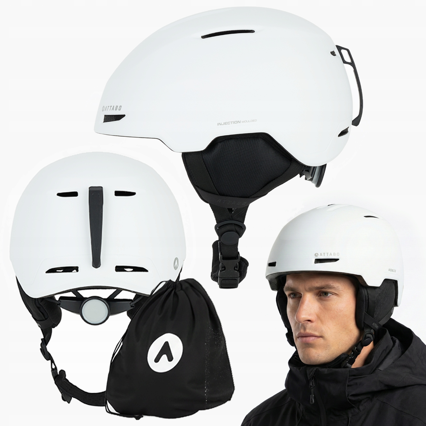 Kask narciarski Attabo Avens 2.0 biały 55-59 cm Z Wentylacją In-mold