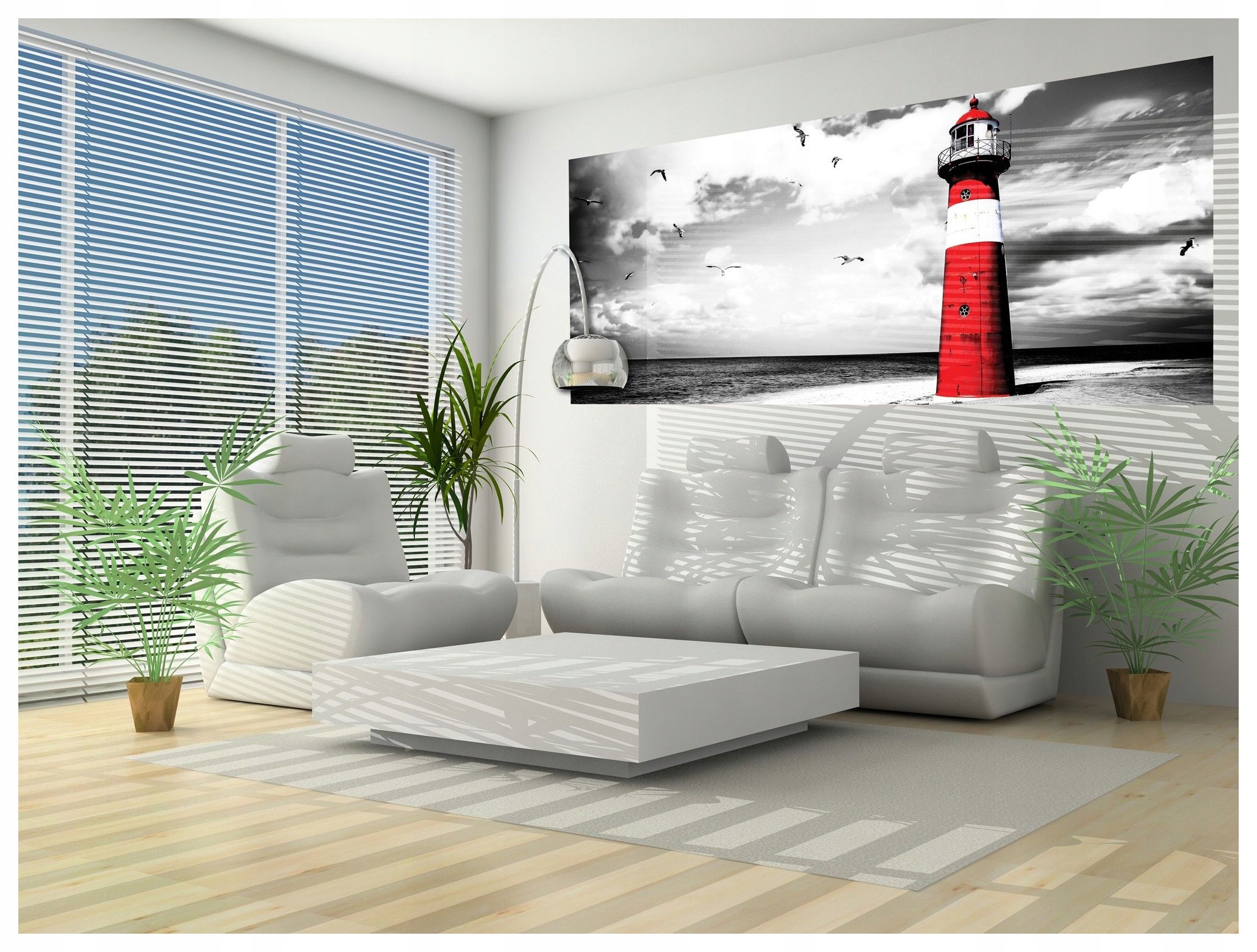 Vliesová fototapeta Maják červeno-bílá šedá 250x104 lepidlo