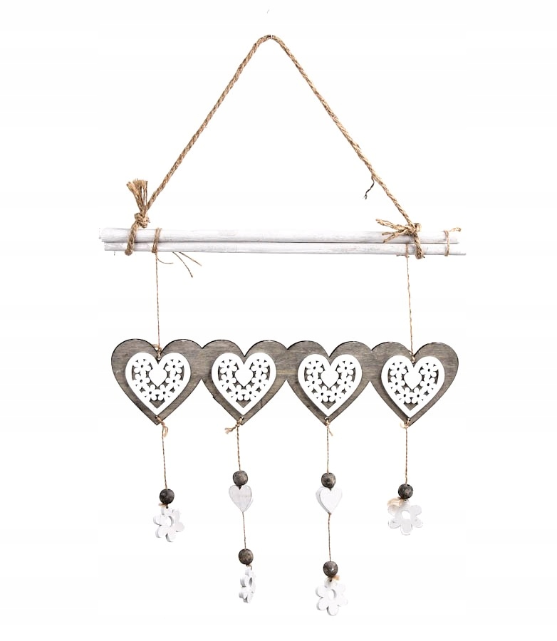 

Drewniana Zawieszka Shabby Chic Serca 38x58h cm