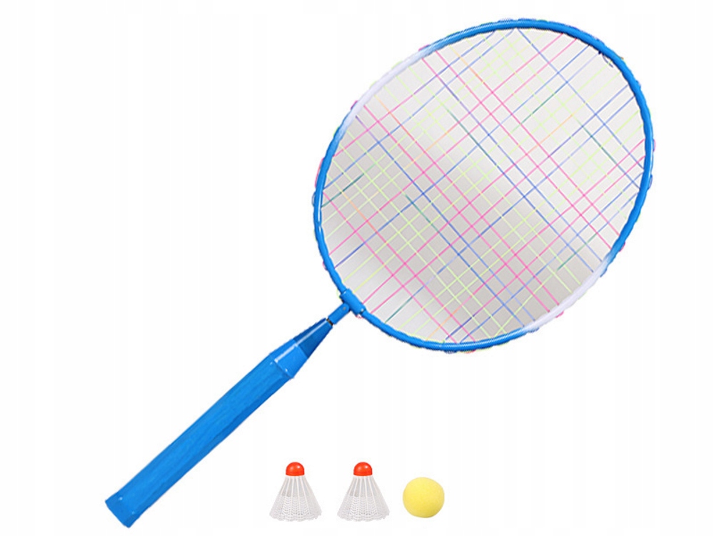 ZESTAW 2 RAKIETKI + 2 LOTKI PIŁKA BADMINTON NIEBIESKIE RÓŻOWE Marka Dromader