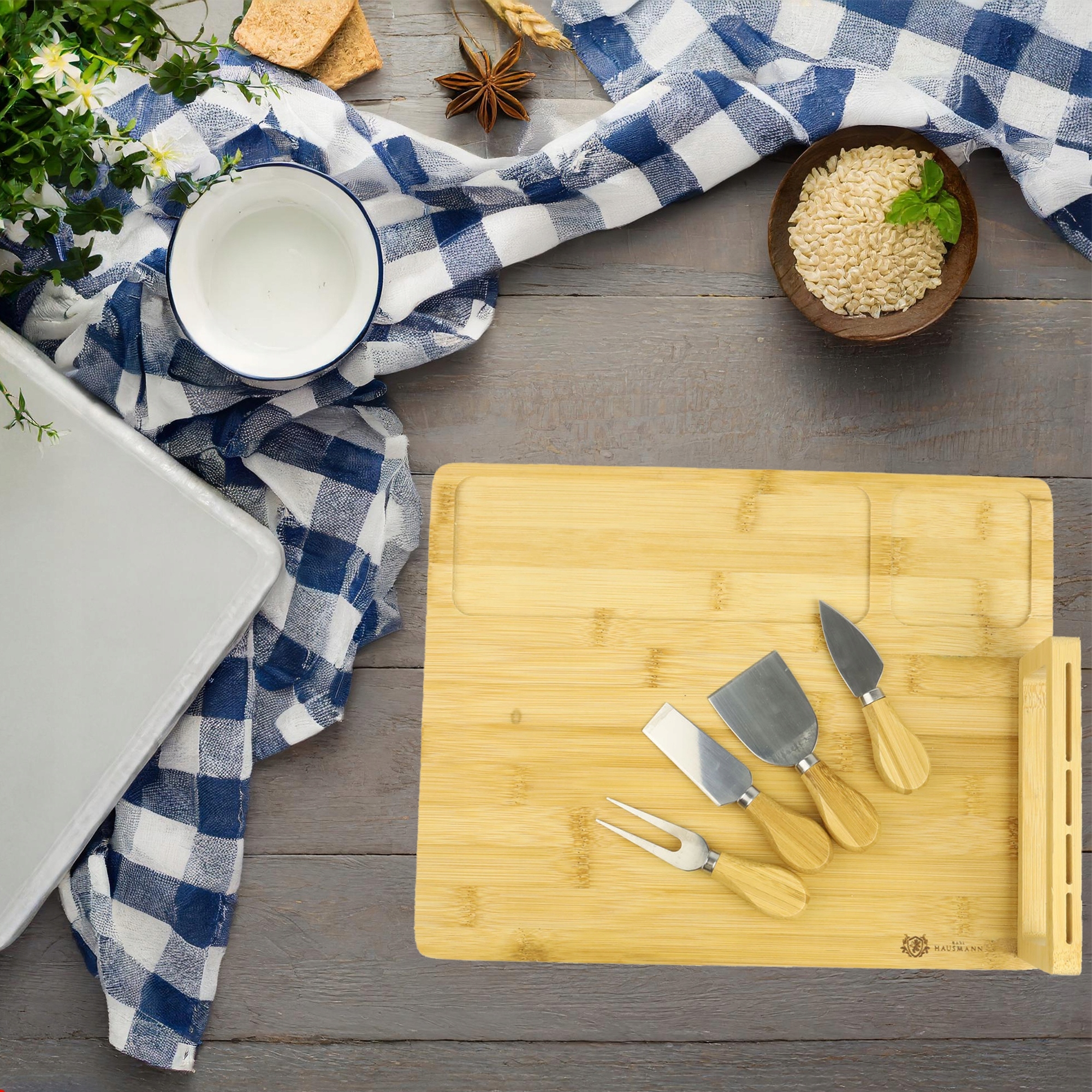 ZESTAW DESKA Z NOŻYKAMI DO SERÓW DO SERWOWANIA MIĘS PRZYSTAWEK BAMBUSOWA Kod producenta 5905155011879