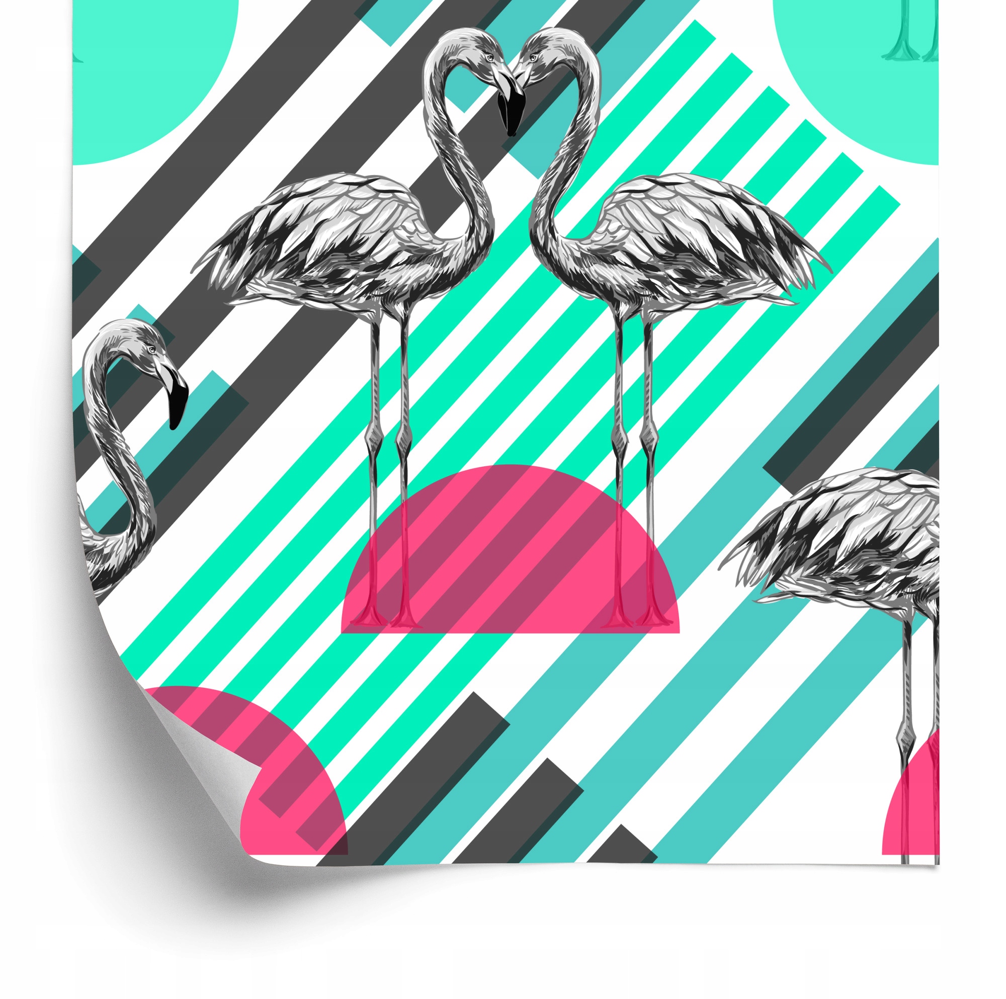 Tapeta Flamingi I Geometrické Vzory 50x1000 cm