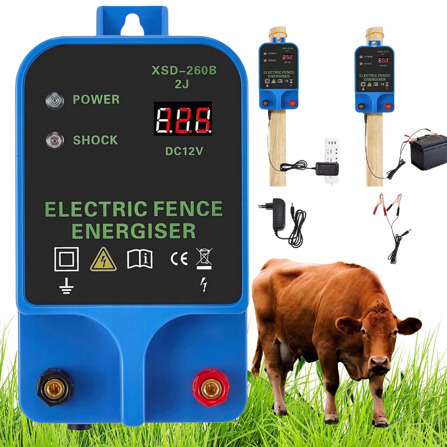 Elektrický Pastuchový Elektrizátor, Odolný, Vodotěsný, Prachotěsný, 12 V, IP54