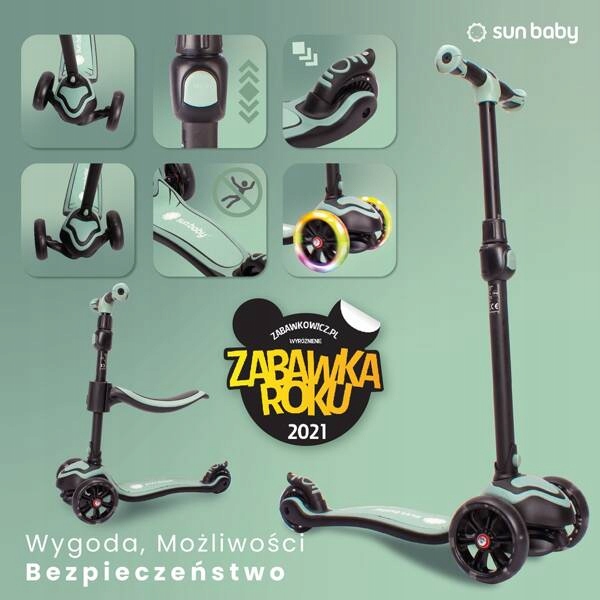 HULAJNOGA LED Rowerek biegowy deskorolka Flash 3w1 z kołami LED Wiek dziecka 3 lata +