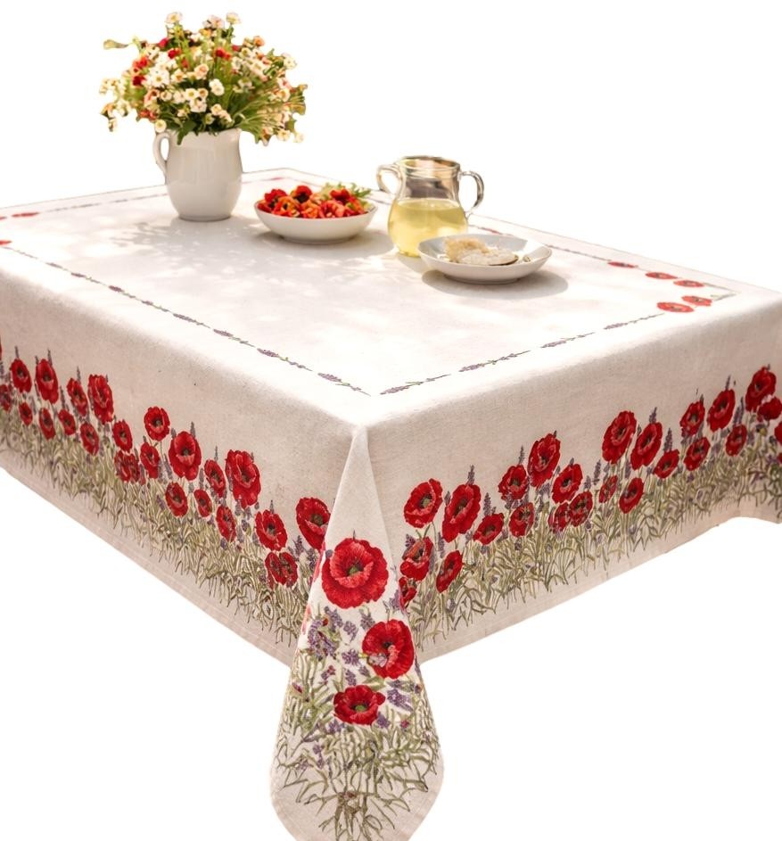 Gobelínový ubrus s máky 140x280 květy jaro elegantní klasický