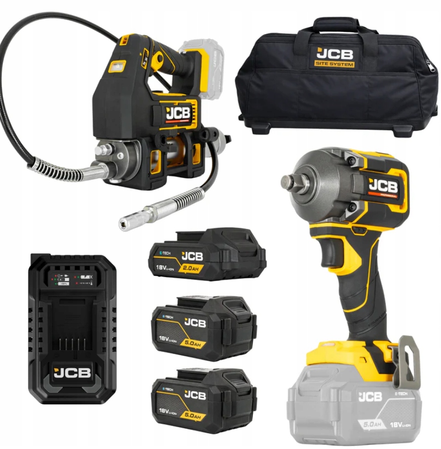 Sada Rázový Utahovák 620NM Mazací Stroj 700BAR Baterie 2X5AH Nabíječka Taška