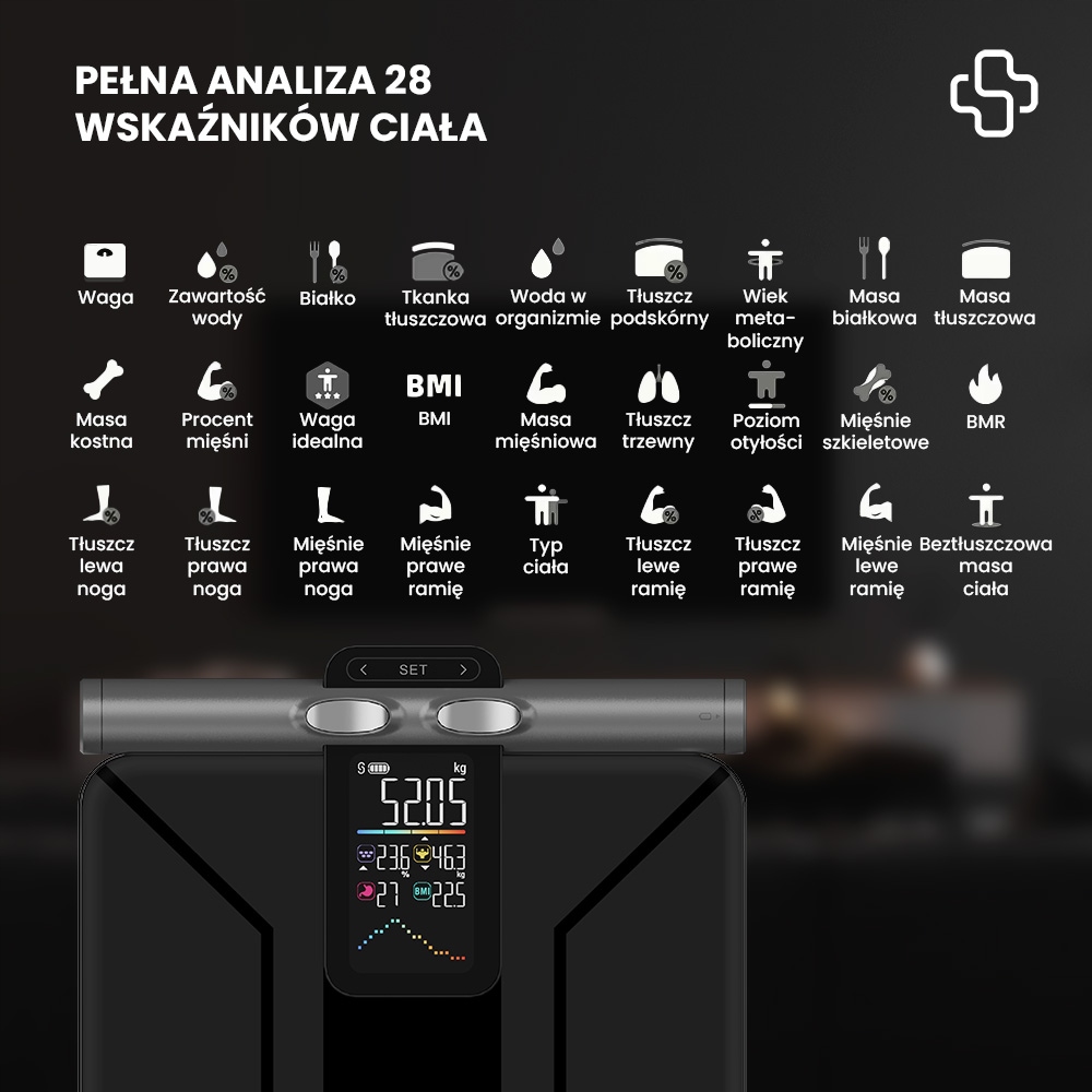 Аналітичні ваги для ванної кімнати Innovify WeightSense 8050, 28 параметрів тіла