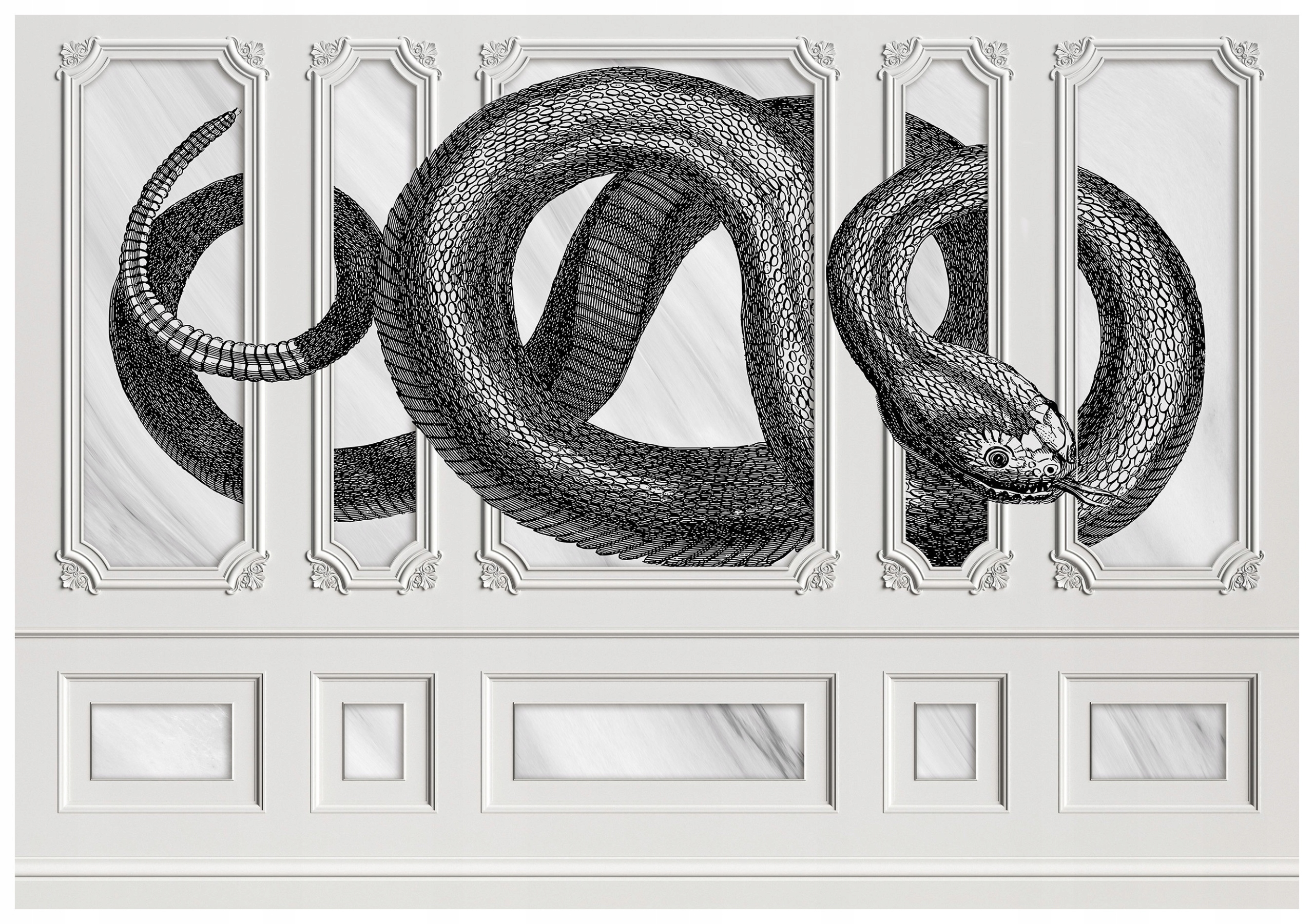 Vliesová fototapeta Had mramor monochromie rytina 400x280 lepidlo