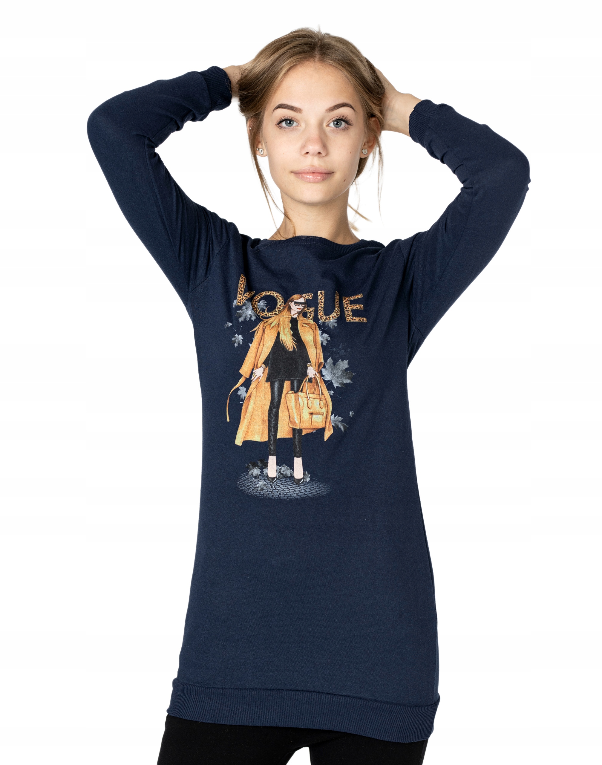 

Długa Bluza Tunika Damska Bawełniana 241-04 r M