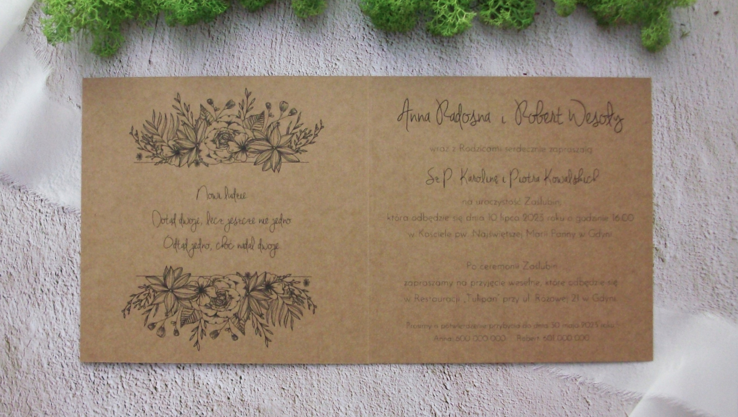 lea | ZAPROSZENIA KOPERTY EKO ŚLUB WESELE CHRZEST Nazwa zaproszenie lea