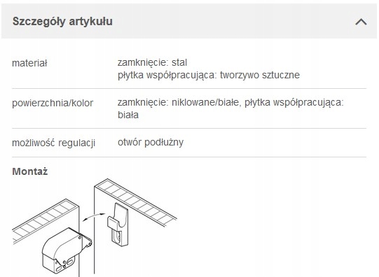 Zatrzask blokada szafki push Mini Latch Oryginał Numer katalogowy części 245.54.701