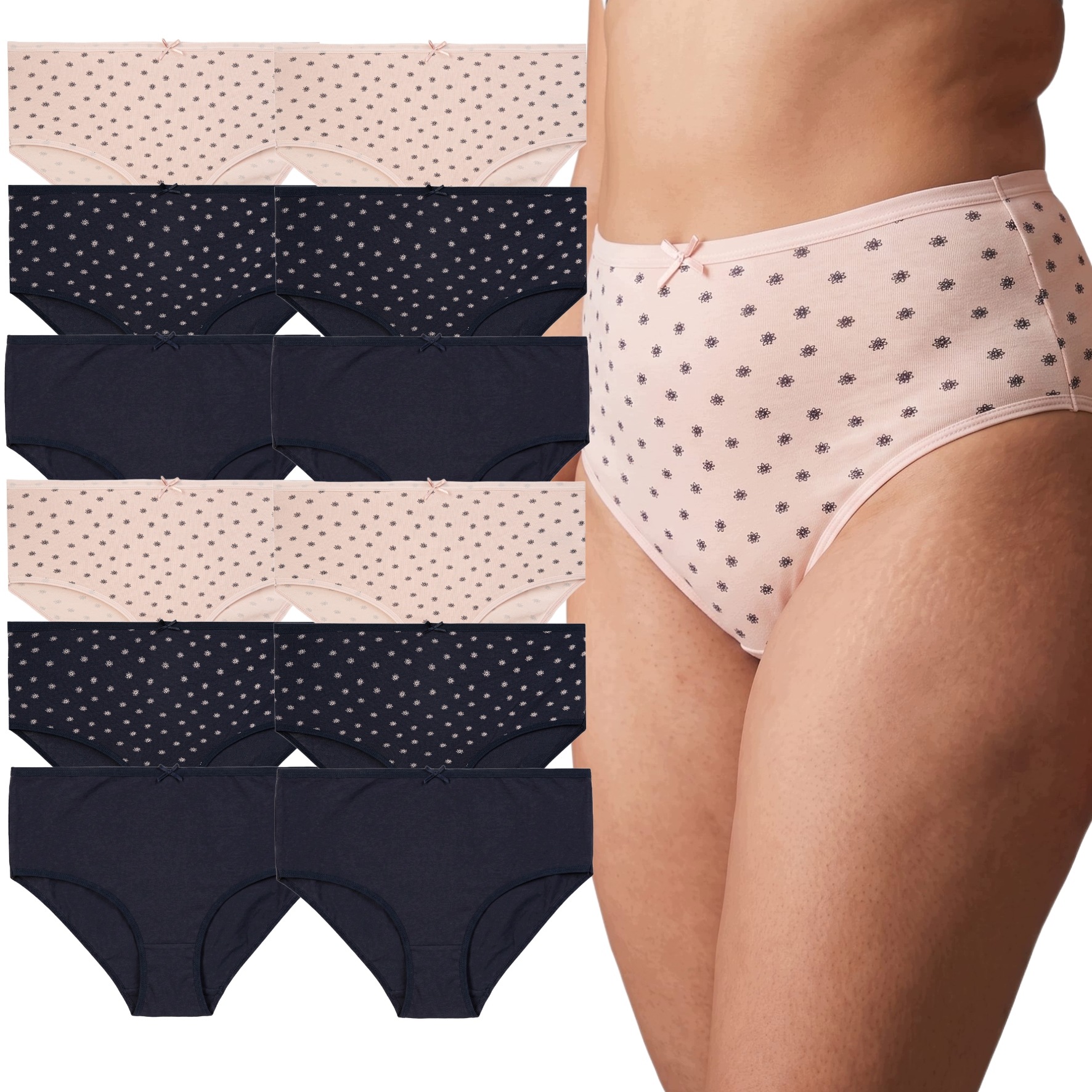 Kalhotky Dámské Bavlněné Moraj pohodlné kalhotky Maxi s květinami Set 12X 3XL