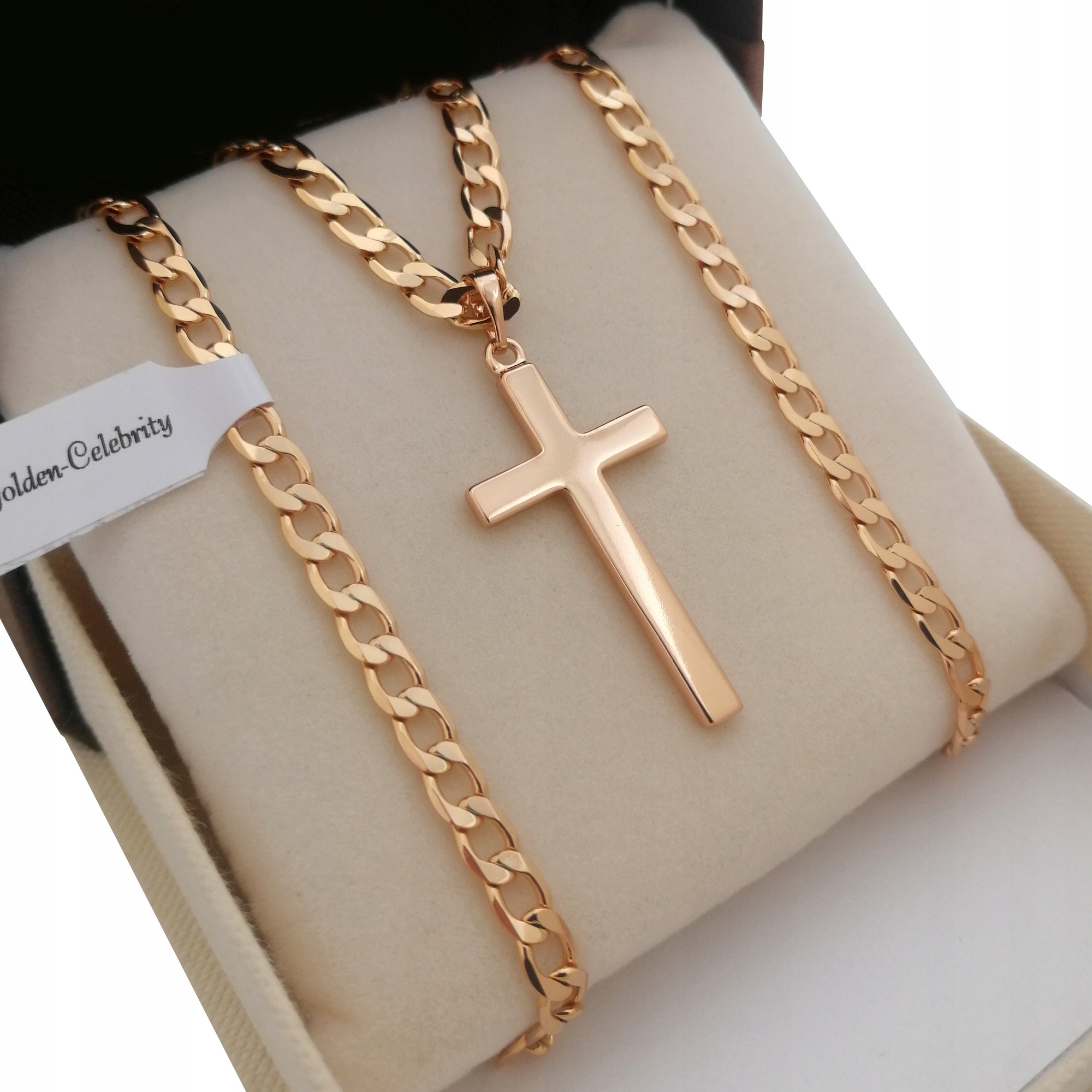 

Złoty Łańcuszek Pancerka 4MM+KRZYŻYK 18K