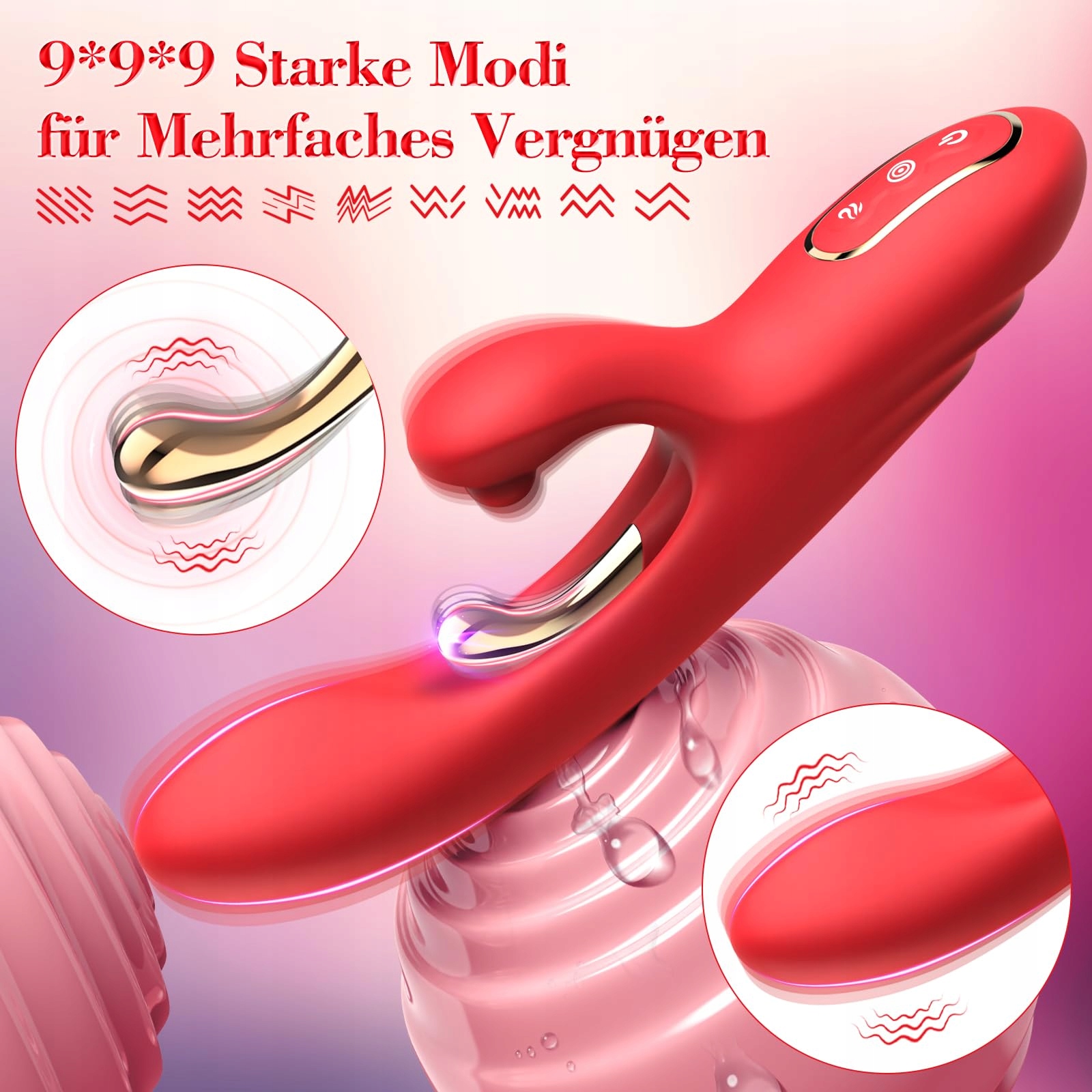 RABBIT VIBRATOR Dla Kobiet G Punkt Klitoris Dildo 9 Trybów Wibracji — miniatura 3