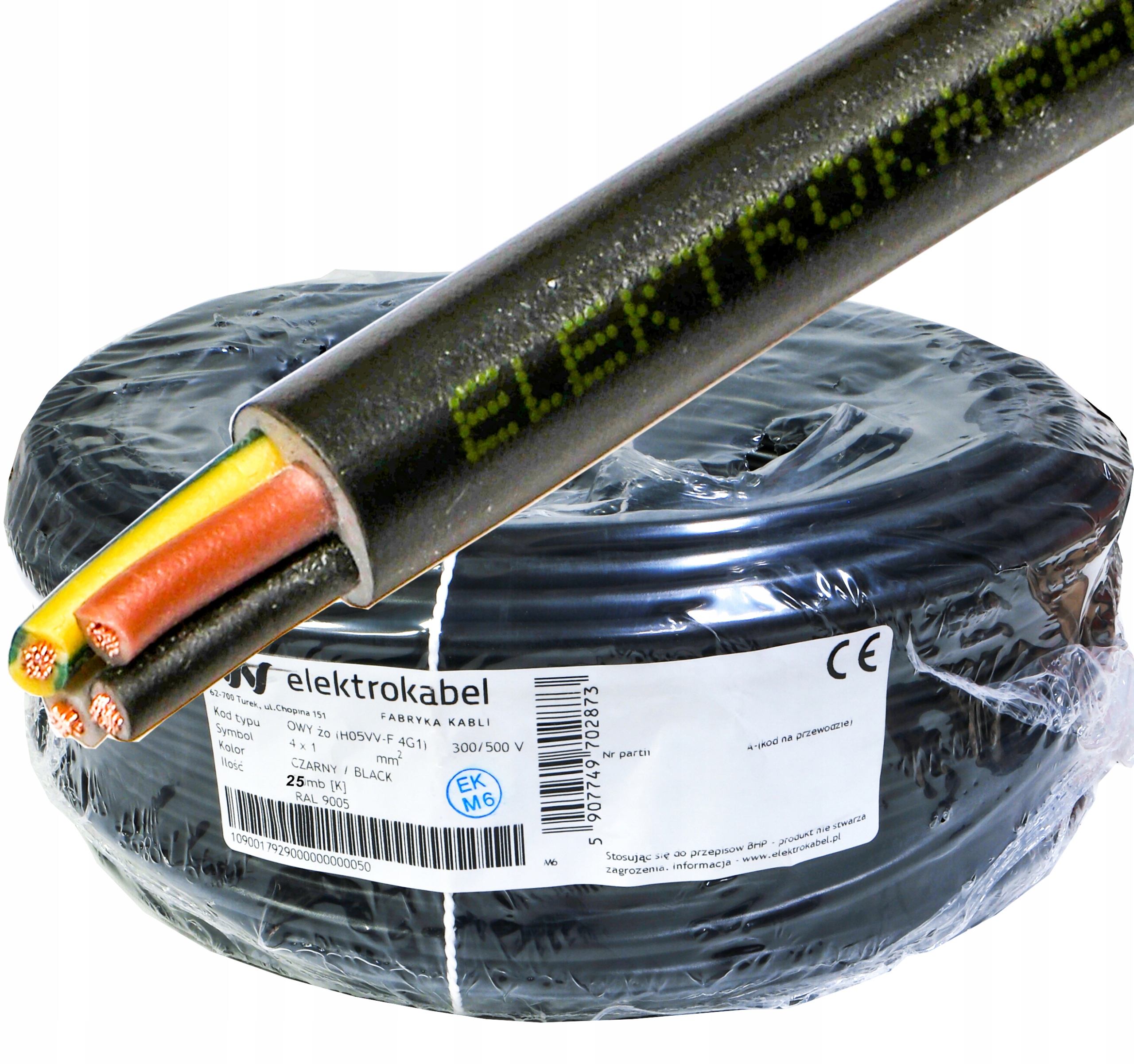 Kabel Owy 4x1 mm Cu lanko černý 25 m