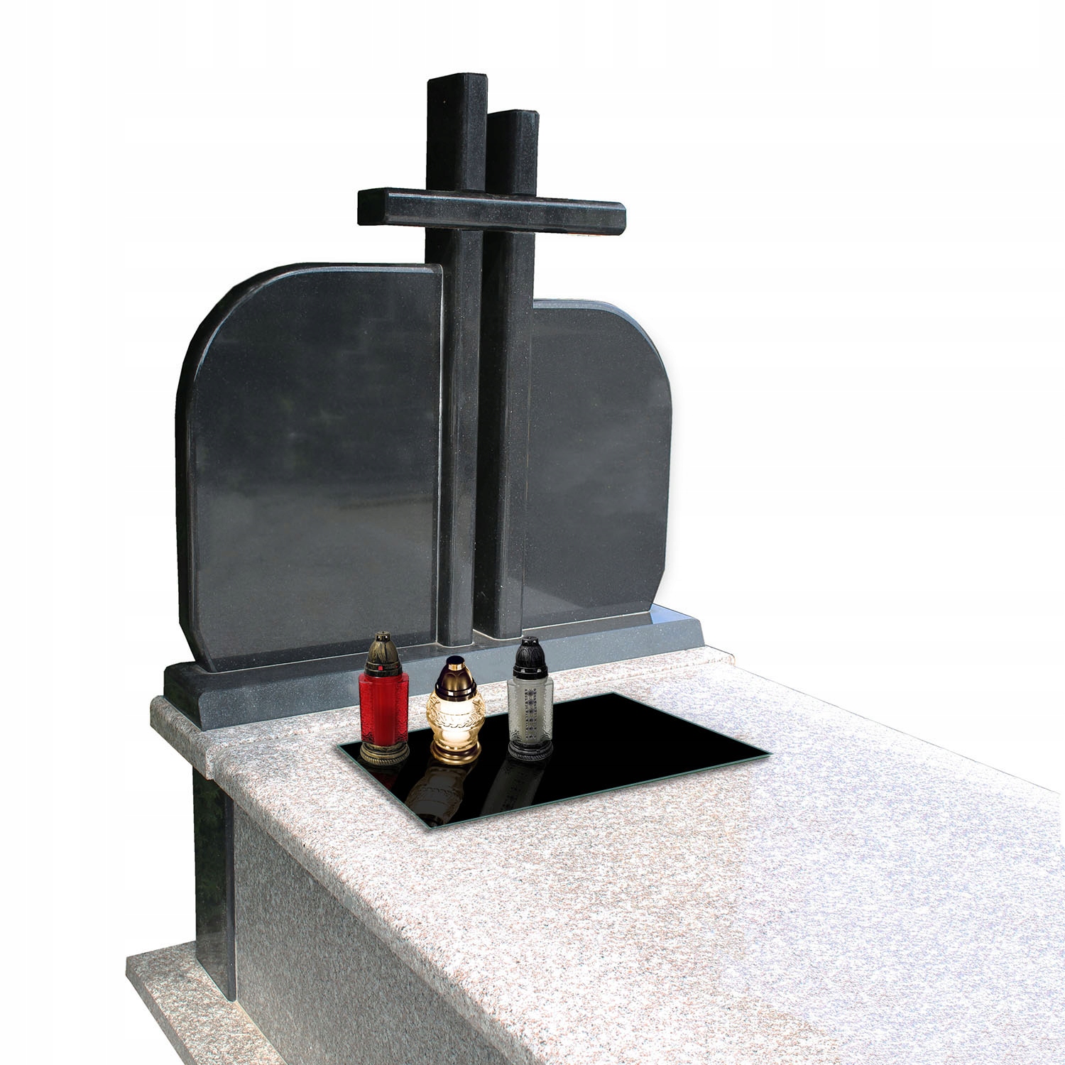 SZKLANA PODSTAWKA POD ZNICZE KWIATY 40x30 CZARNA Długość (cm) 30 cm