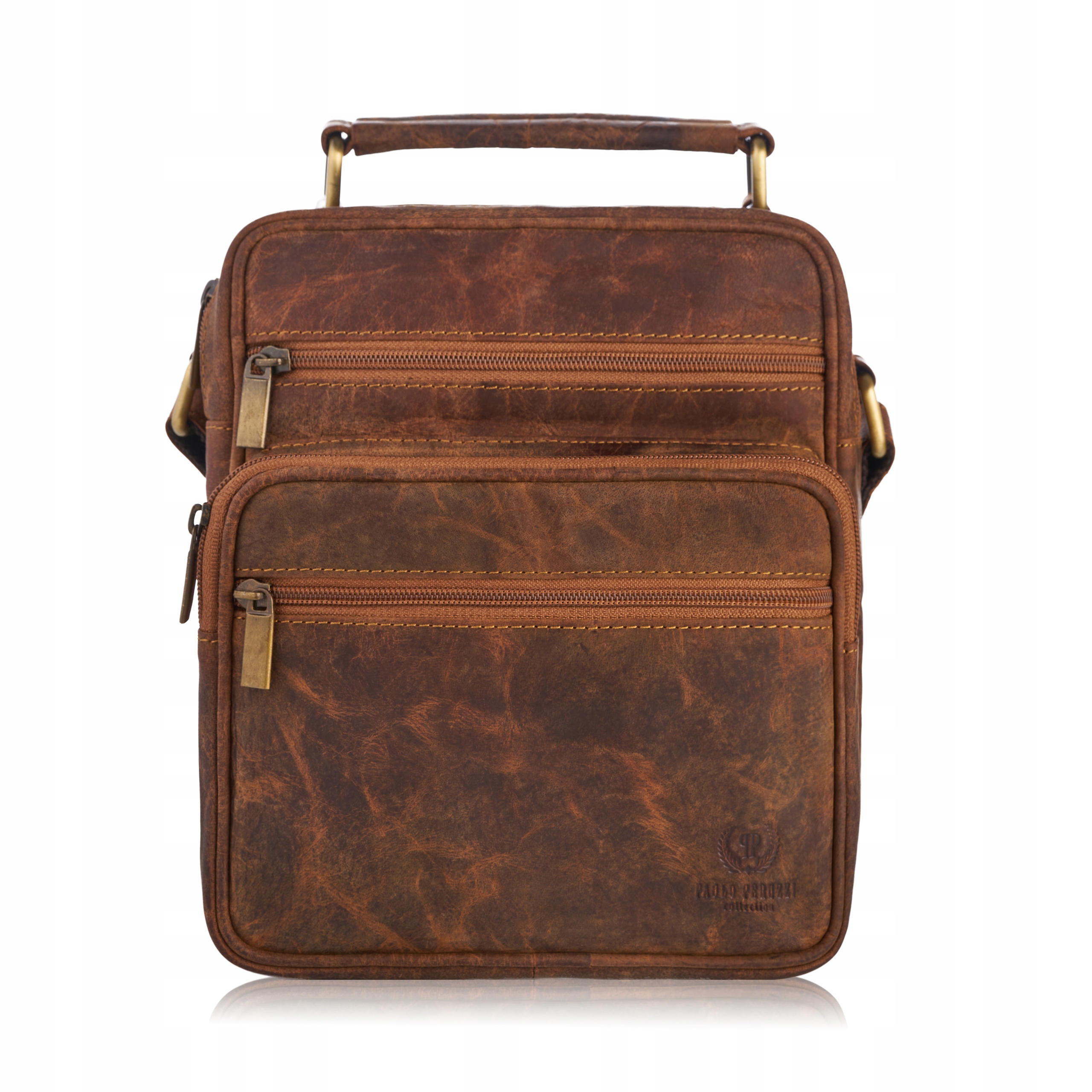 Pánská taška přes rameno Paolo Peruzzi kožená vintage, hnědá, typ kabelka přes rameno