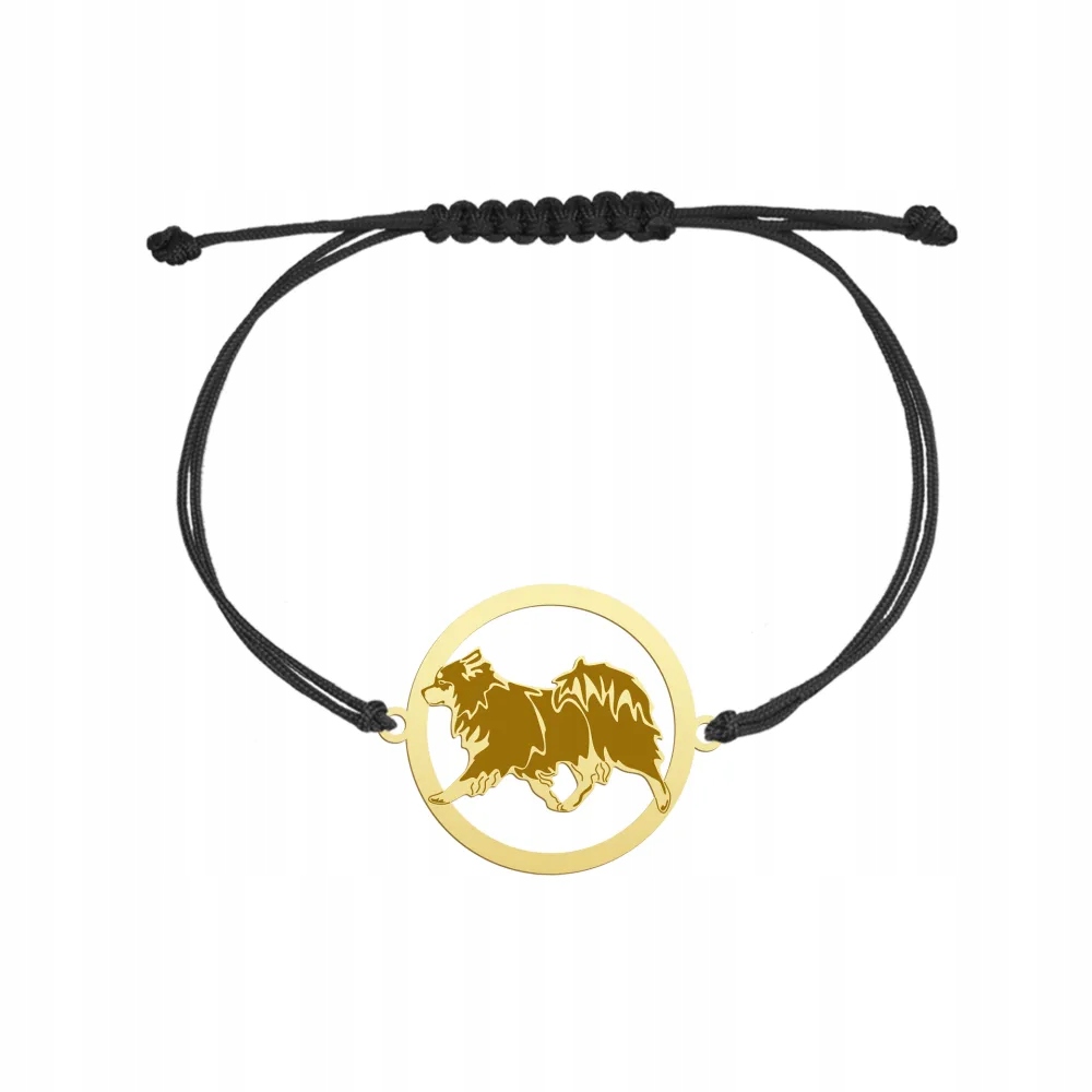 Zlatý náramek se psem Suomenlapinkoira provázek 925 Dárek Gravírování Bonus