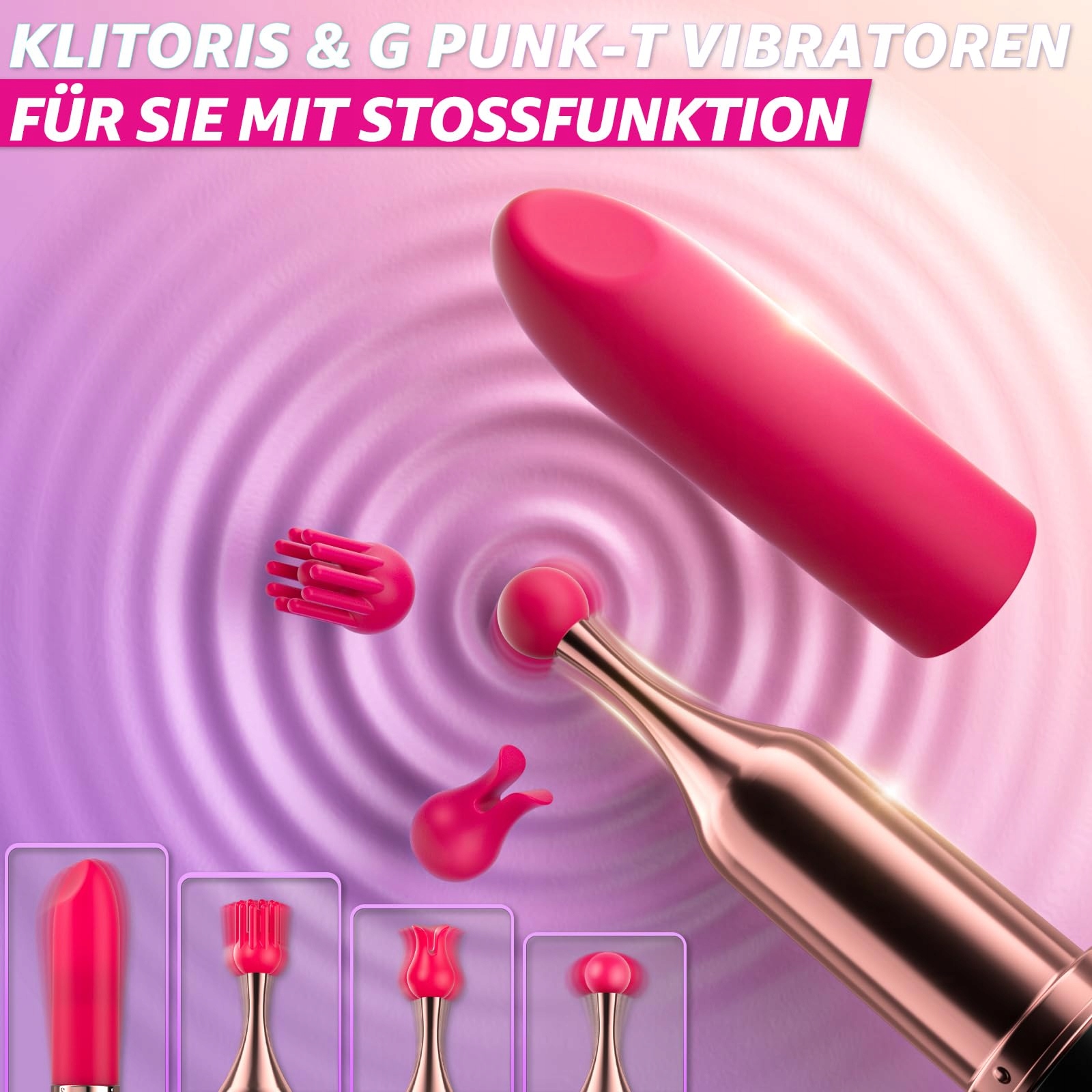 LIPSTICK MINI WIBRATOR DLA KOBIET Z 10 TRYBAMI WIBRACJI SILIKONOWE KOŃCÓWKI — miniatura 4