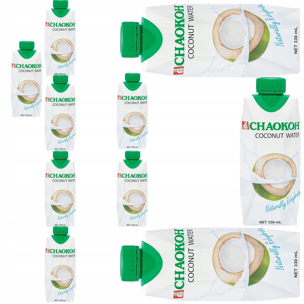 10x Zdravá Kokosová voda z kokosu 100% přírodní hydratace 330 ml Chaokoh