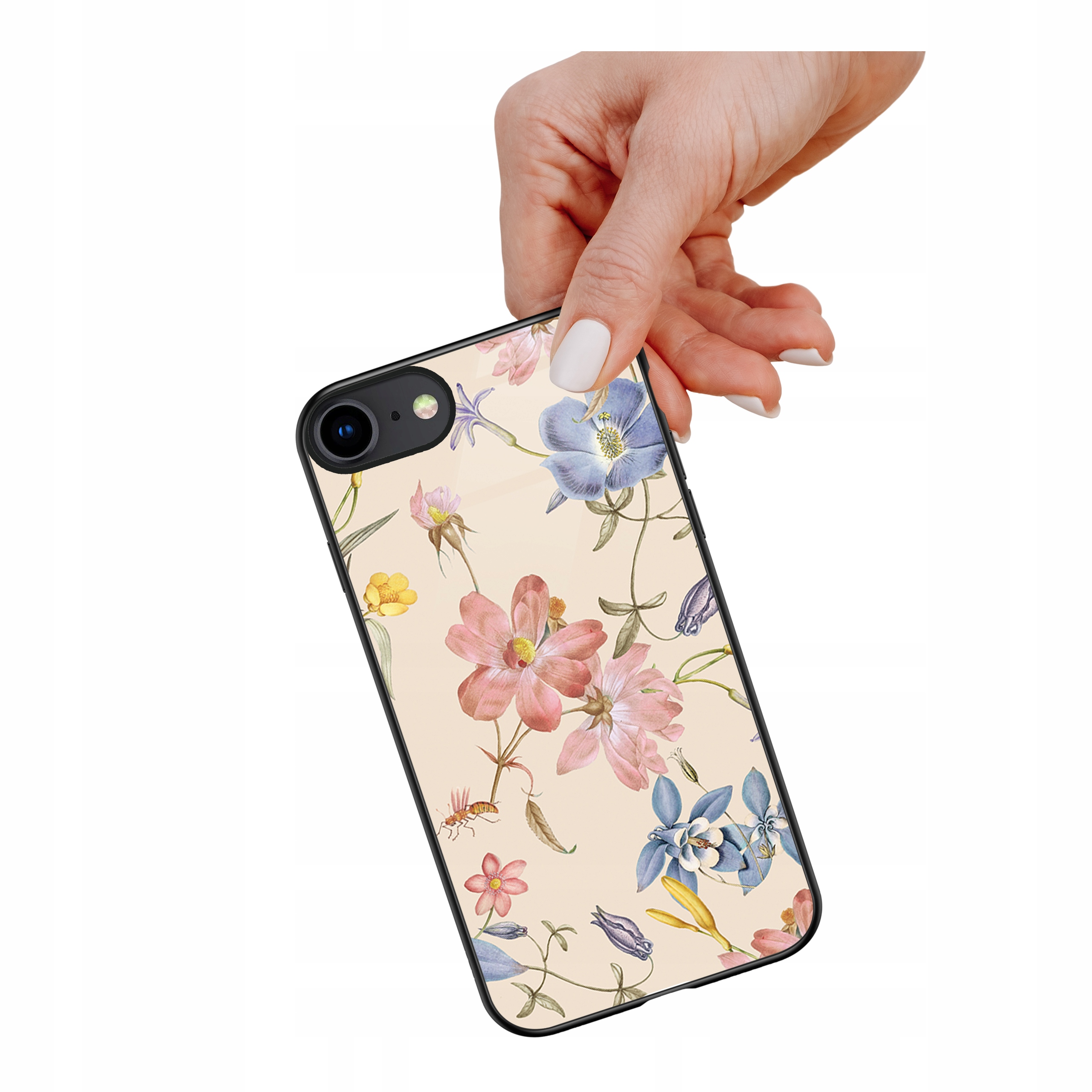 Etui szklane ceramiczne do iPhone 16e Kolorowe kwiatki