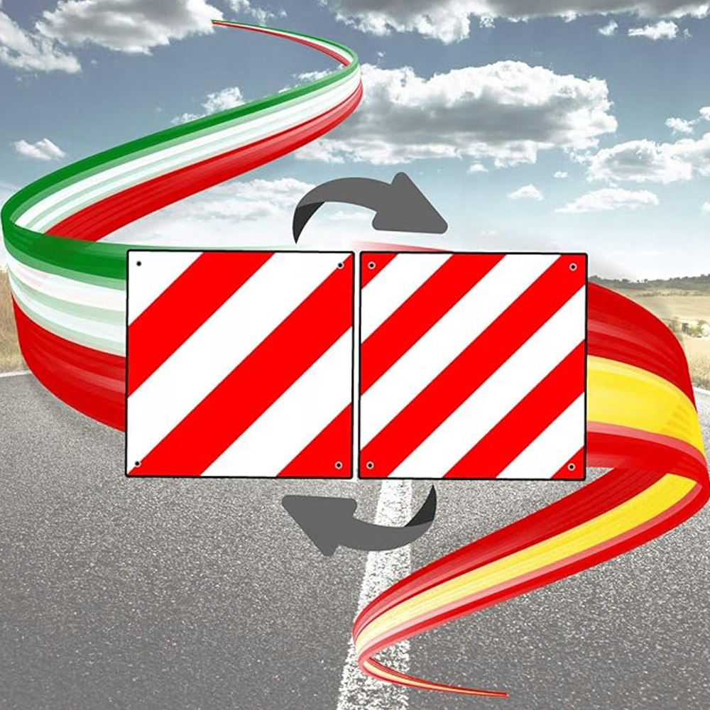 Výstražná tabule na nosič zavazadel Itálie Španělsko obytný vůz 50x50 cm (0.8 mm)