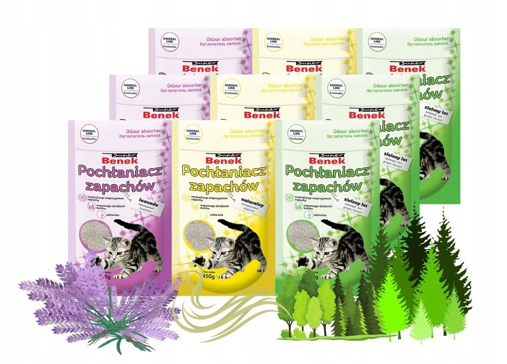 Levně Pohlcovač zápachu Benek MIX vůní 9x450 g granulát