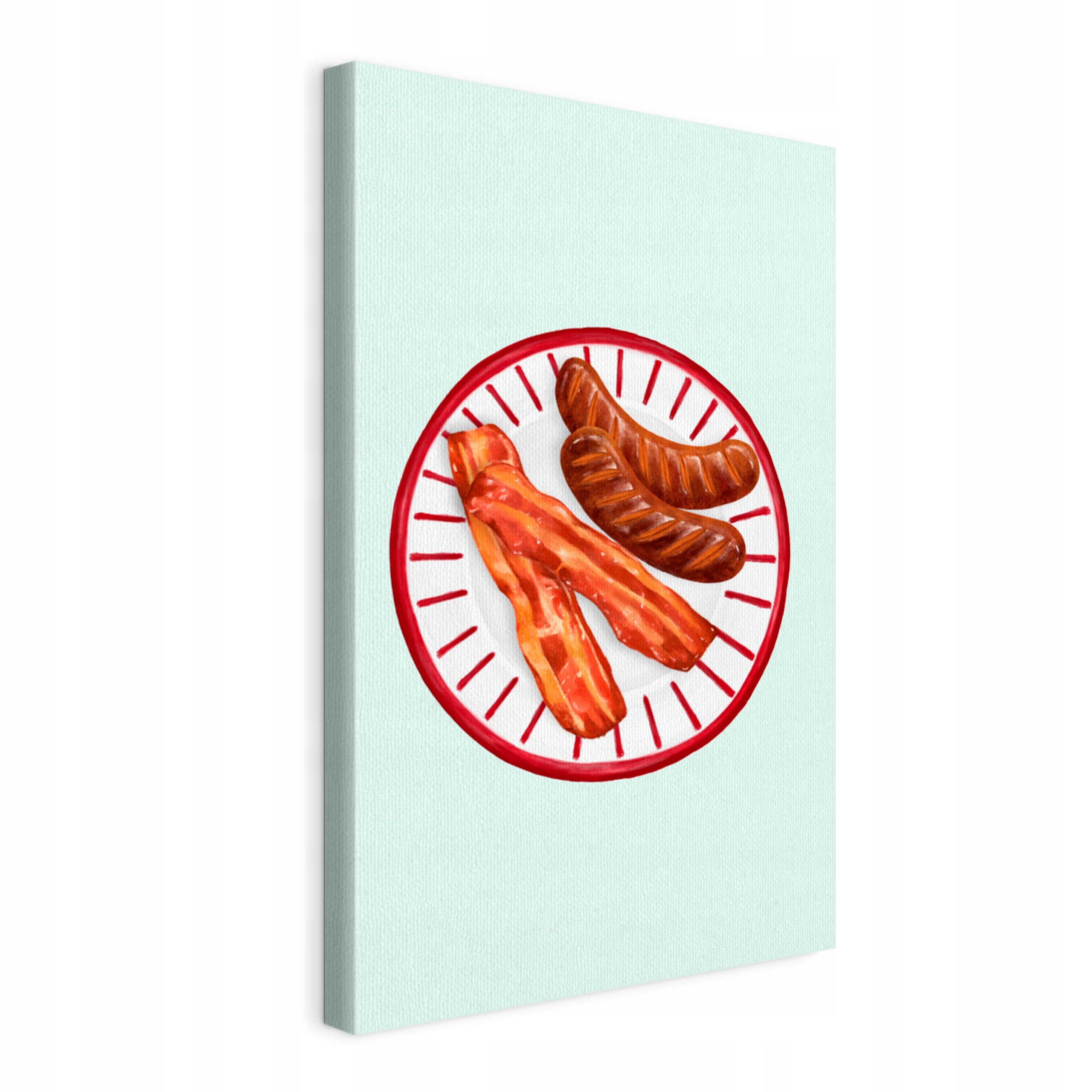 Obraz na plátně Slanina a klobásy na talíři do kuchyně restaurace 50x75