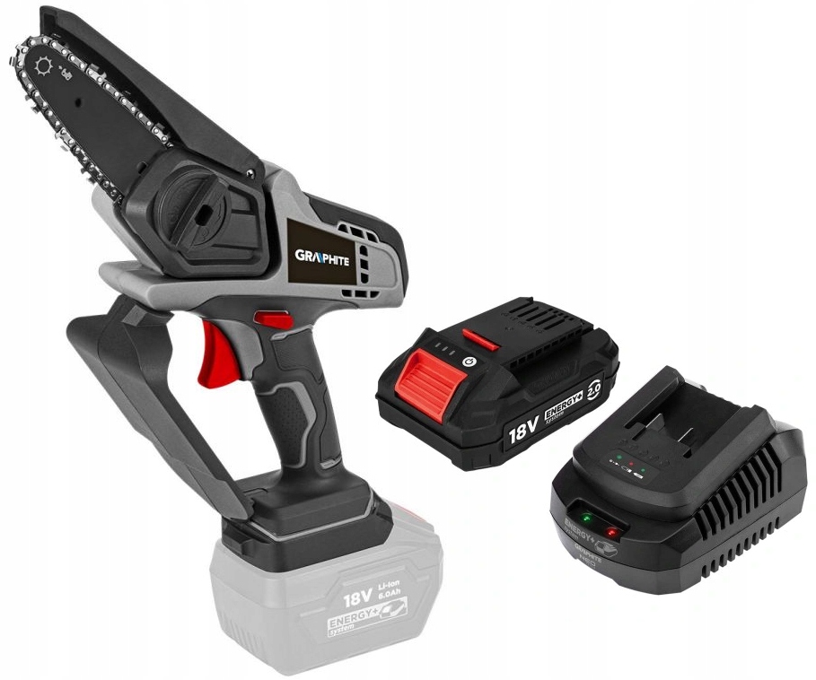 Graphite Mini Řetězová Pila 58GE116 Sada Akumulátor 2AH 18V Pro Větve